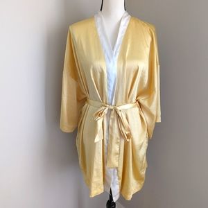 Victoria secret yellow satin robe kimono one size